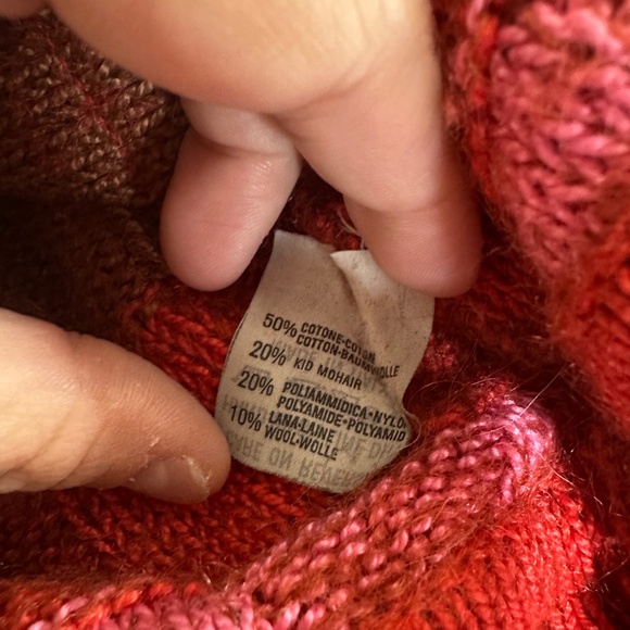 Vtg Marina Yachting Wool Blend Pink & Red Checkered Chunky Turtleneck Sweater - Picture 9 of 9